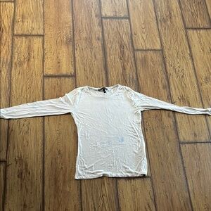 White House Black Market Cream Long Sleeve Tee Soft Knit